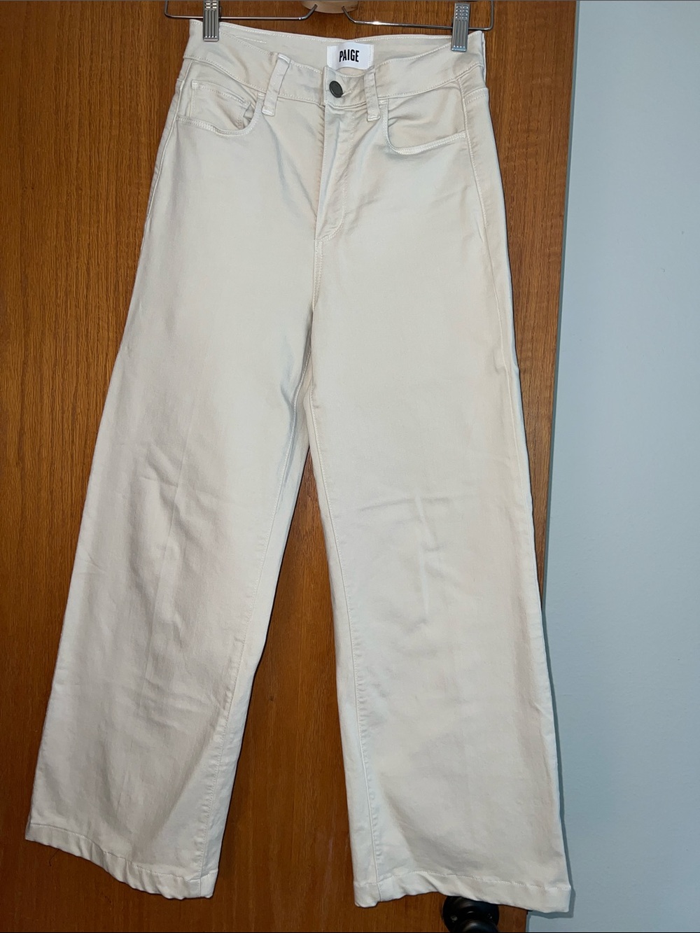 PAIGE Off-White Wide Leg Jeans